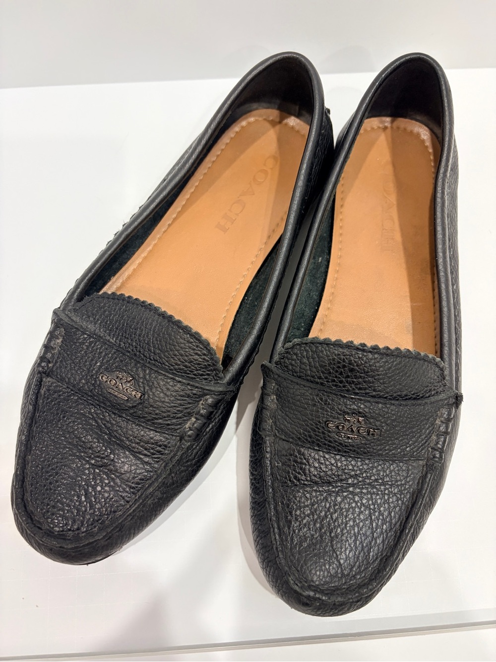 COACH Odette Black Leather Loafers for Women, worn once